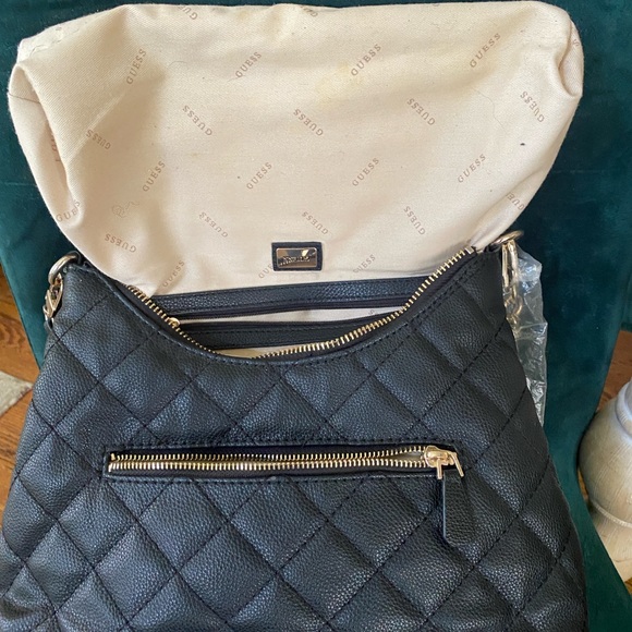 G by Guess Quilted Black Shoulder Bag with Gold Details - Picture 6 of 16